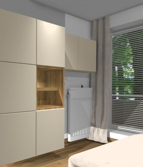 navrh spalnouvej zostavy s drevenou nikou