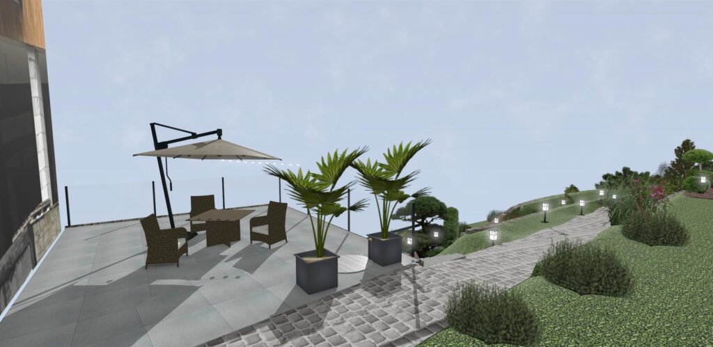 napojenie terasy na pristupovy chodnik