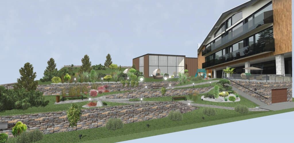 navrh hoteloveho arealu s rampo pre znevyhodnenych navstevnikov