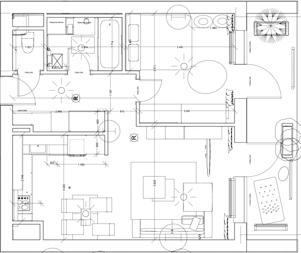 upravena dispozicia s uzavretim kuchynskeho ramena